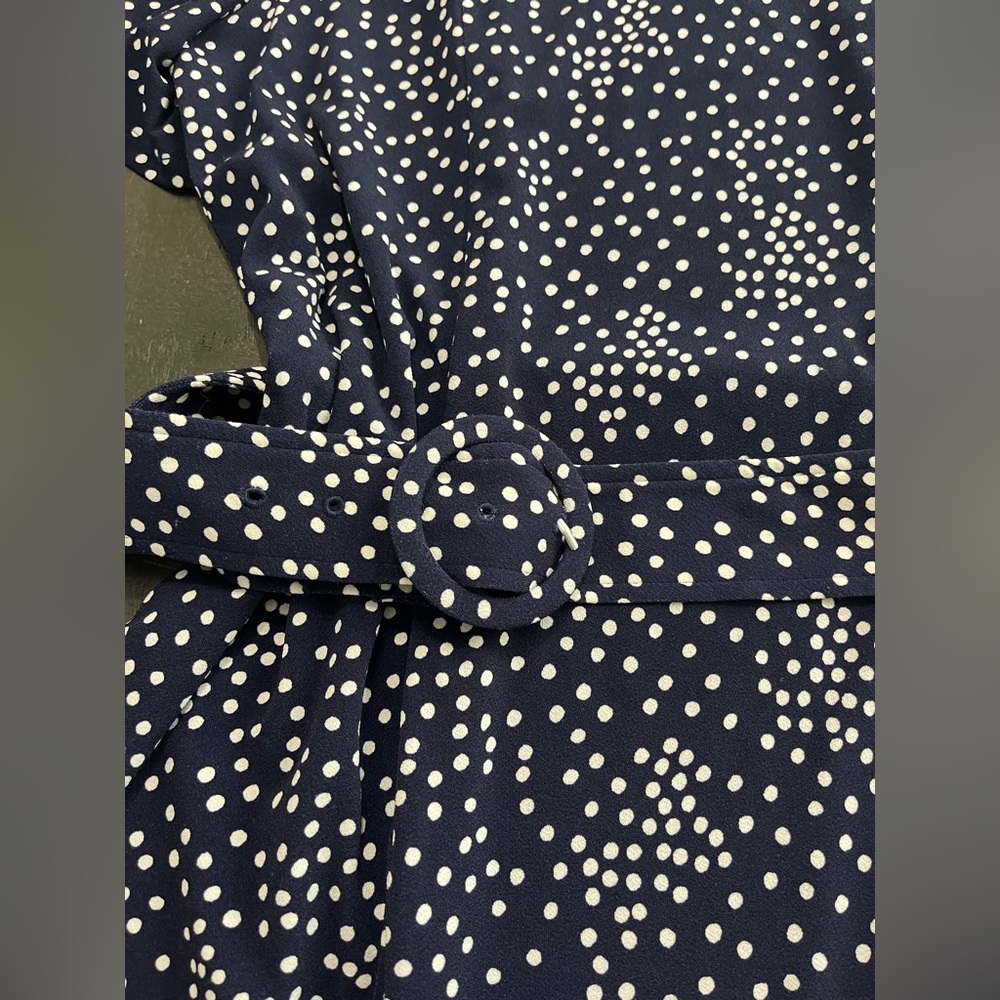 Laura Petites Size 12 Blue‎ & White Polkadot Belted Fit & Flare Dress - Picture 8 of 16